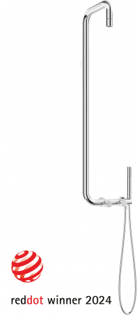Baie - Set de dus cu baterie termostatata otel, brat dus, 3 functii, Deante Silia