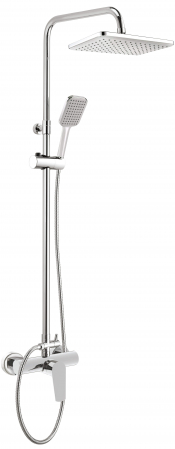 Set de dus cu baterie termostatata crom, palarie, 3 functii, Deante Tubo