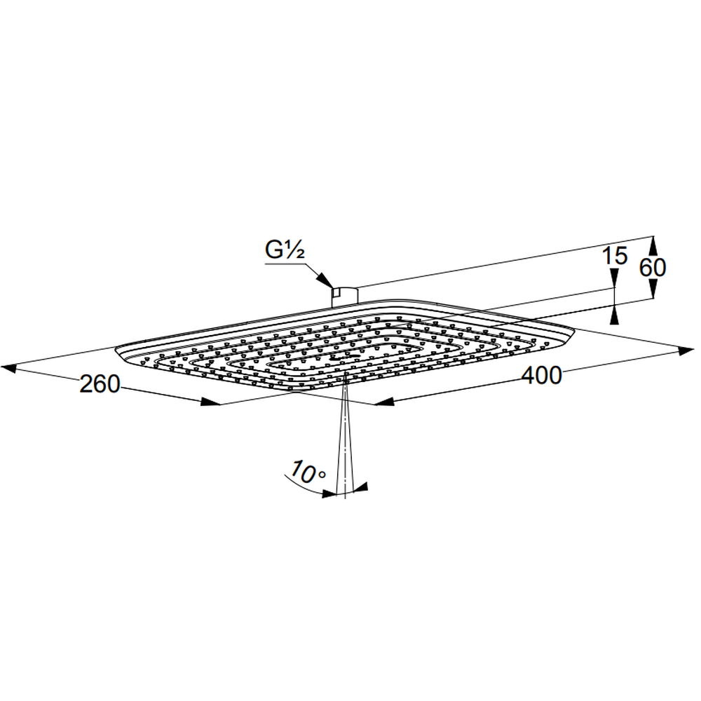 Palarie dus dreptunghiulara Kludi Freshline 400x260 mm alb/crom [1]