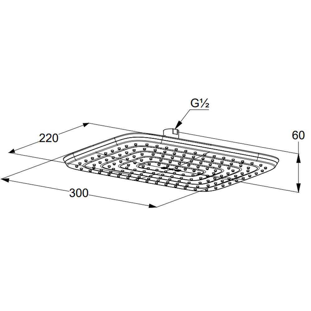 Palarie dus dreptunghiulara Kludi Freshline 300x220 mm alb/crom [1]