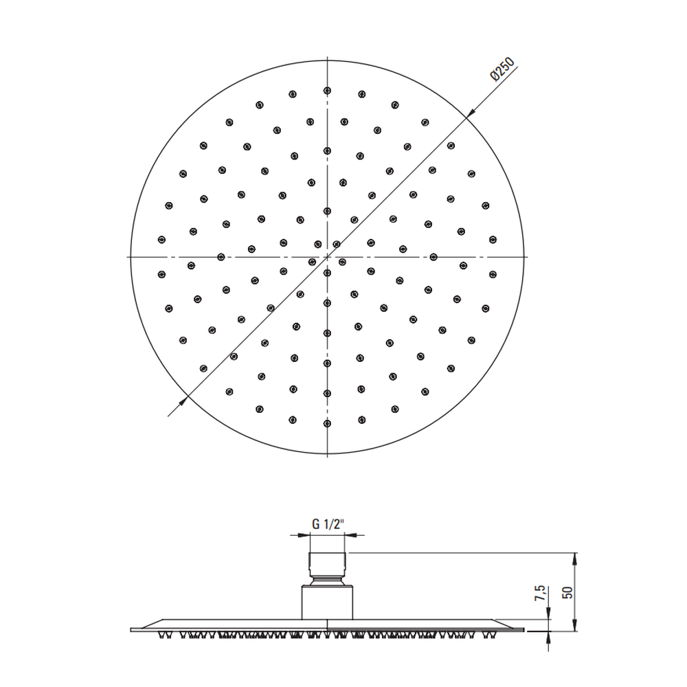 Palarie dus rotunda 250 mm Deante Cascada, ultra subtire, negru mat [1]
