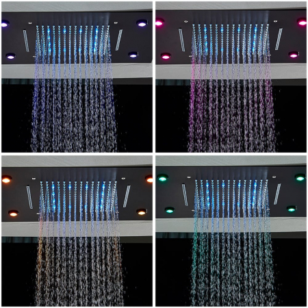 Para de dus neagra incastrata in tavan, cu doua functii de curgere si iluminare LED [1]