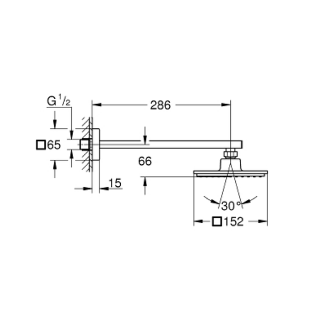Palarie dus rotunda crom Ø 150 mm cu brat de dus Grohe Euphoria Cube [1]