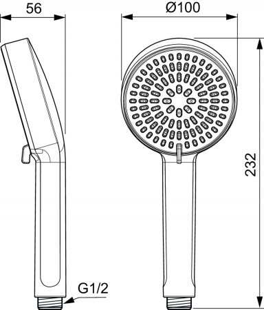 Para dus rotunda Ideal Standard Alu+ argintiu mat cu 2 functii [3]