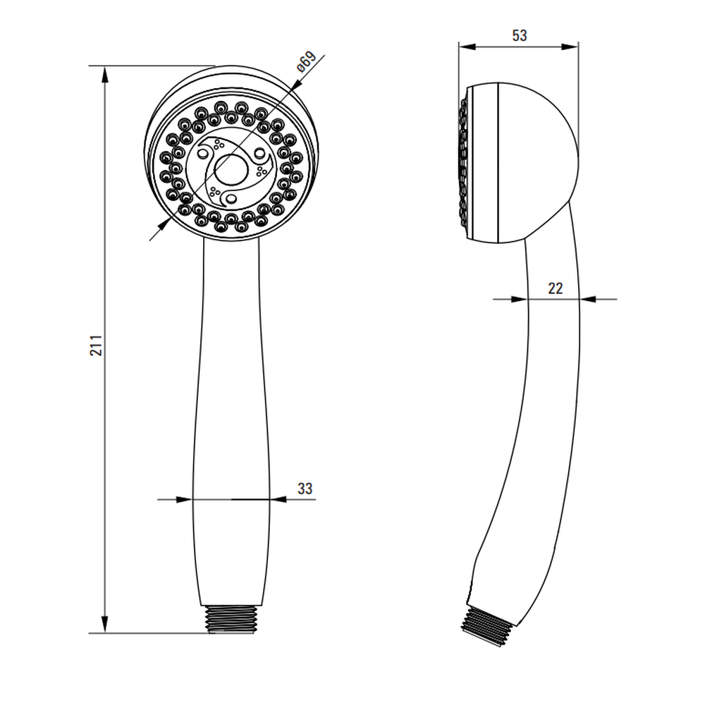 Para dus rotunda culoare crom, 2 functii Deante Fresh [1]