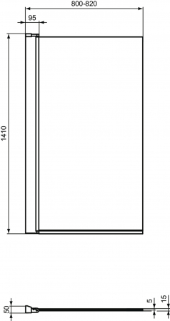 Paravan cada sticla securizata, rectangular, profil crom, 80x140 cm, Ideal Standard Connect [6]
