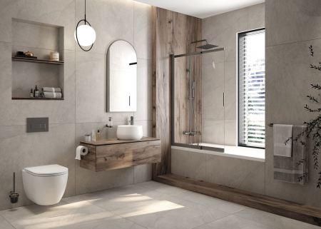 Paravan cada glisant sticla securizata, 100x140 cm, oțel șlefuit, Deante Prizma [2]