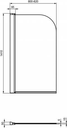 Paravan cada sticla securizata, rotunjit, profil crom, 80x140 cm, Ideal Standard Connect [7]