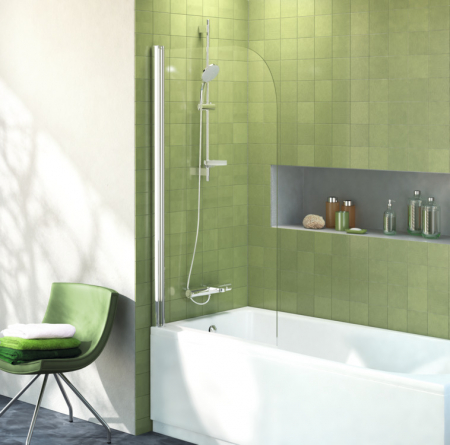 Paravan cada sticla securizata, rotunjit, profil crom, 80x140 cm, Ideal Standard Connect [3]