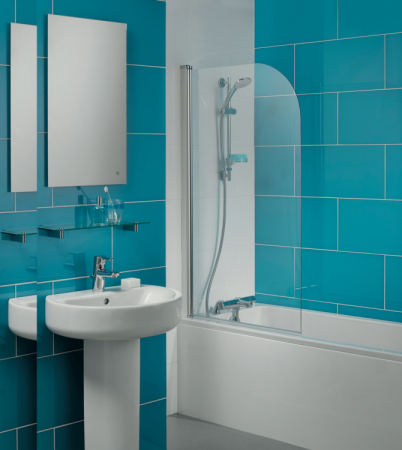 Paravan cada sticla securizata, rotunjit, profil crom, 80x140 cm, Ideal Standard Connect [4]