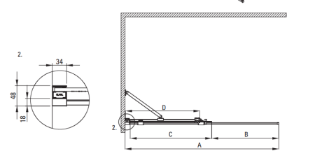 Paravan de dus glisant, 80x195 cm, sticla securizata 6 mm, negru, Deante Prizma [3]