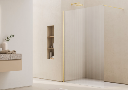 Paravan dus cu sticla riflata walk-in 140x200 cm, auriu periat, sticla 8 mm, Ronal Lina [1]