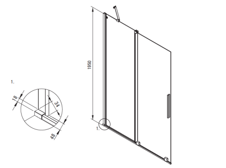 Paravan dus sticla securizata 6 mm cu usa glisanta 90x195 cm, bronz periat, Deante Prizma [7]