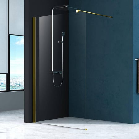Paravan dus sticla securizata walk-in 100x200 cm, auriu periat, Mediterraneo Foxy [1]