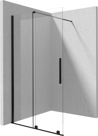 Paravane de dus walk-in - Paravan dus sticla securizata walk-in cu usa glisanta, 90x195 cm, negru mat, Deante Prizma