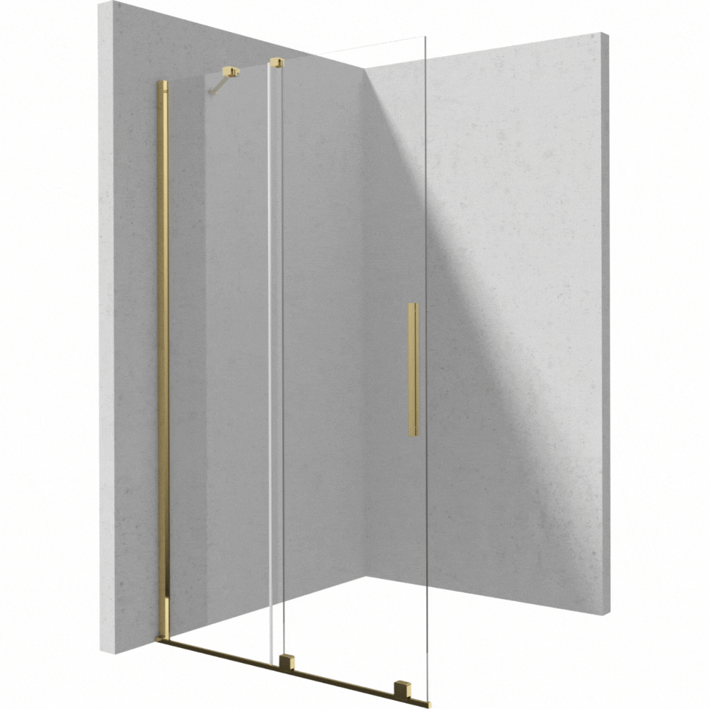 Paravan dus sticla securizata walk-in cu usa glisanta, 100x195 cm, auriu lucios, Deante Prizma [1]