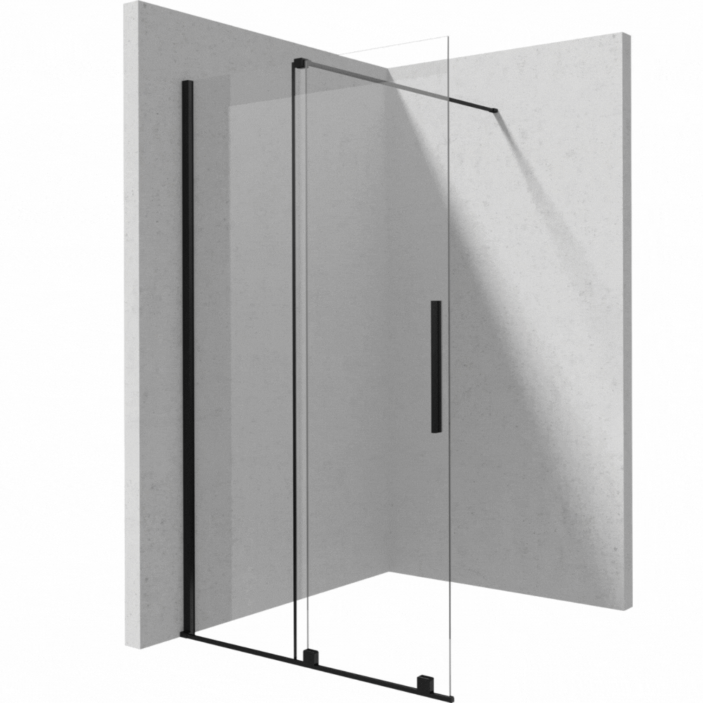 Paravan dus sticla securizata walk-in cu usa glisanta, 100x195 cm, negru mat, Deante Prizma [1]