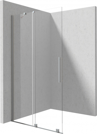 Paravane de dus walk-in - Paravan dus sticla securizata walk-in cu usa glisanta, 100x195 cm, oțel șlefuit, Deante Prizma