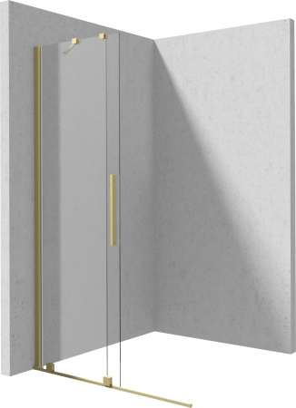Paravan dus sticla securizata walk-in cu usa glisanta, 140x195 cm, auriu periat, Deante Prizma [1]