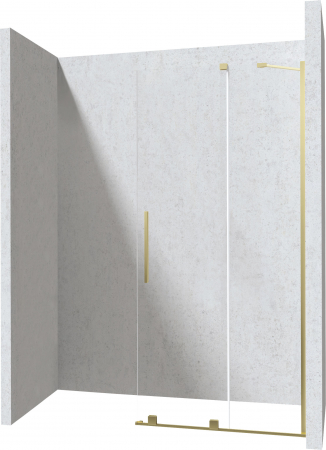 Paravan dus sticla securizata walk-in cu usa glisanta, 140x195 cm, auriu periat, Deante Prizma [2]