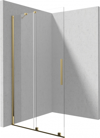 Paravane de dus walk-in - Paravan dus sticla securizata walk-in cu usa glisanta, 90x195 cm, auriu lucios, Deante Prizma