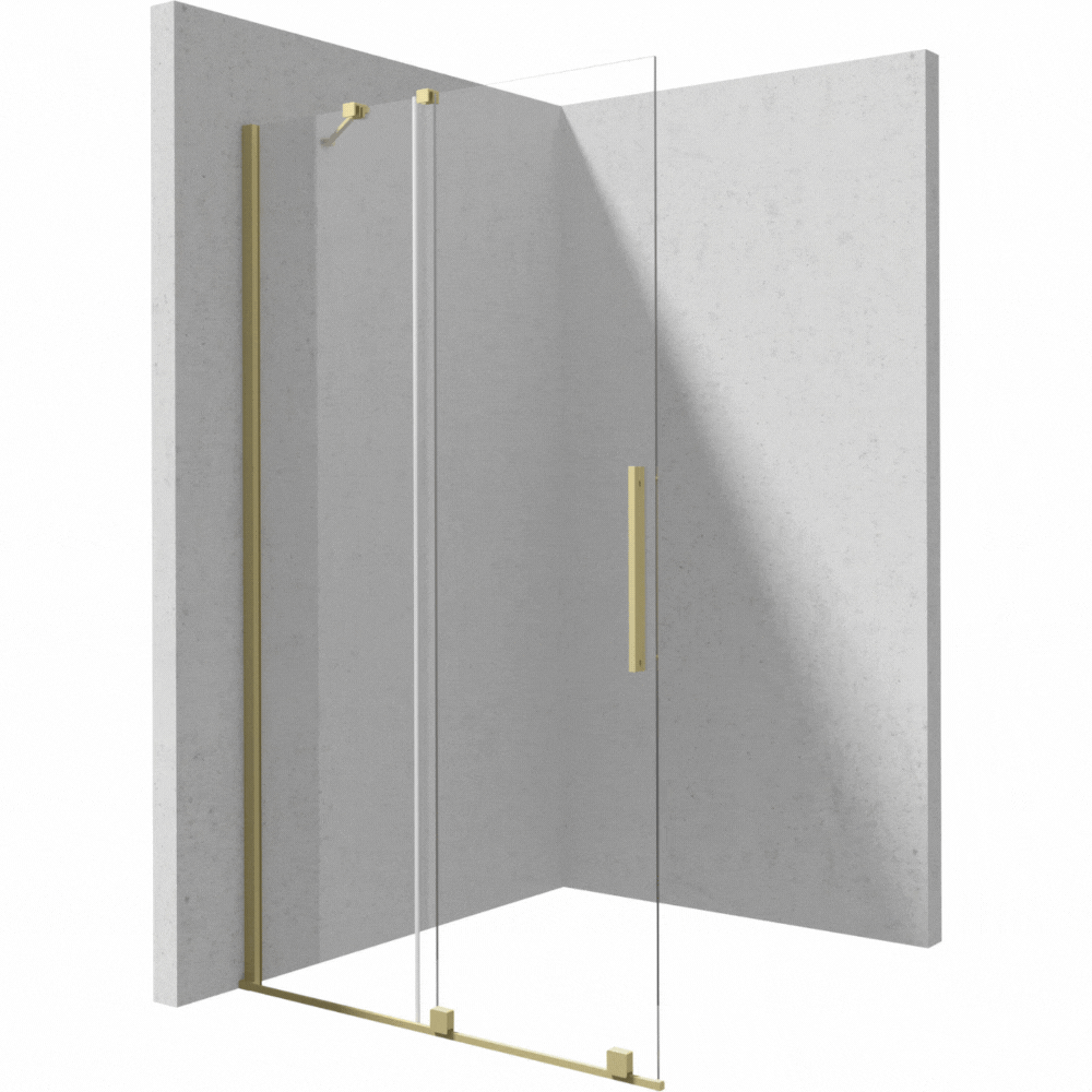 Paravan dus sticla securizata walk-in cu usa glisanta, 90x195 cm, auriu periat, Deante Prizma [1]