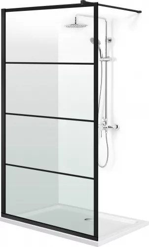 Baie - Paravan dus sticla securizata walk-in 100x200 cm negru Mediterraneo Black 4