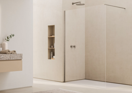 Paravan dus sticla walk-in 80x200 cm, bronz periat, sticla 8 mm, Ronal Easy [1]