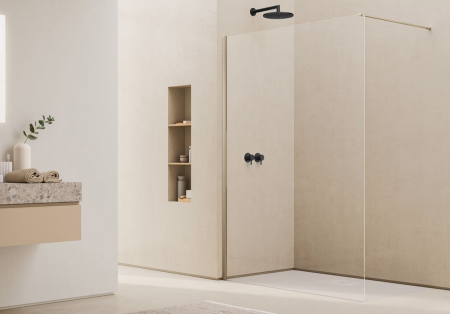 Paravan dus sticla walk-in 110x200 cm, champagne metal, sticla 8 mm, Ronal Easy [2]