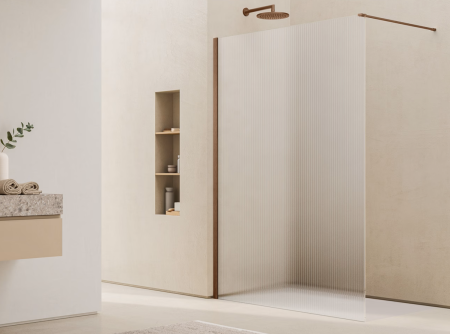 Paravan dus cu sticla riflata walk-in 80x200 cm cupru periat, sticla 8 mm, Ronal Lina [1]