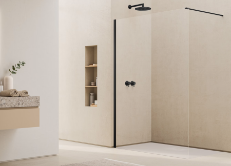 Paravan dus sticla walk-in 100x200 cm, negru, sticla 8 mm, Ronal Easy [2]