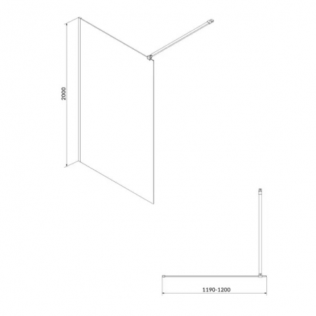 Paravan dus walk-in 120x200 cm Cersanit Mille, sticla securizata, profil negru [4]