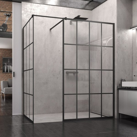 Paravan dus walk-in profil negru mat, sticla securizata, 80x200 cm, SanSwiss Easy STR4P [1]