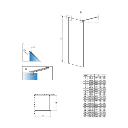 Paravan duș Walk-In Radaway Modo New II 100x200 cm, sticlă 8 mm, crom [1]