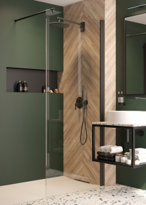 Paravan dus negru walk-in sticla securizata 90x200 cm, Deante Kerria Plus [1]