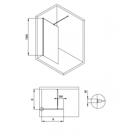 Paravan dus walk-in sticla securizata 120x200 cm crom Deante Kerria Plus [2]