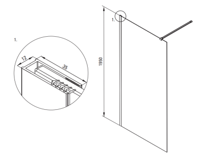Paravan dus walk-in sticla securizata 90x195 cm, bronz periat, Deante Prizma [2]