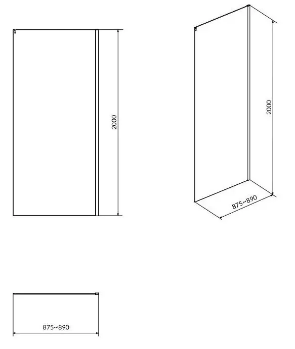 Perete de dus  90 cm, crom, Cersanit Crea [1]
