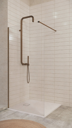 Paravan dus walk-in sticla securizata 100x195 cm, bronz periat, Deante Prizma [1]