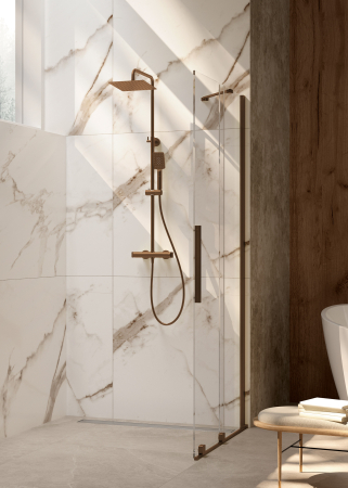 Paravan dus sticla securizata 6 mm cu usa glisanta 90x195 cm, bronz periat, Deante Prizma [6]