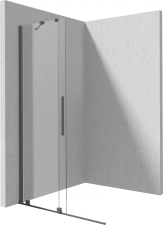 Paravan duș glisant 140x195cm, sticlă securizată 6 mm, cu finisaj negru mat. Deante Prizma [1]