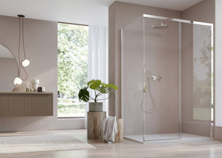 Perete dus 90x200 cm, crom, grosime sticla 8 mm, tratament anticalcar, Ronal Oriana [1]