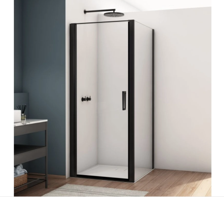 Usi, paravane si pereti dus - Perete dus 80x200 cm, sticla securizata cu grosimea de 6 mm, profil negru mat, Ronal Divera