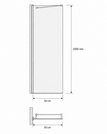 Perete fix de 500 mm, sticla 6 mm, profil crom, Ronal Divera [1]