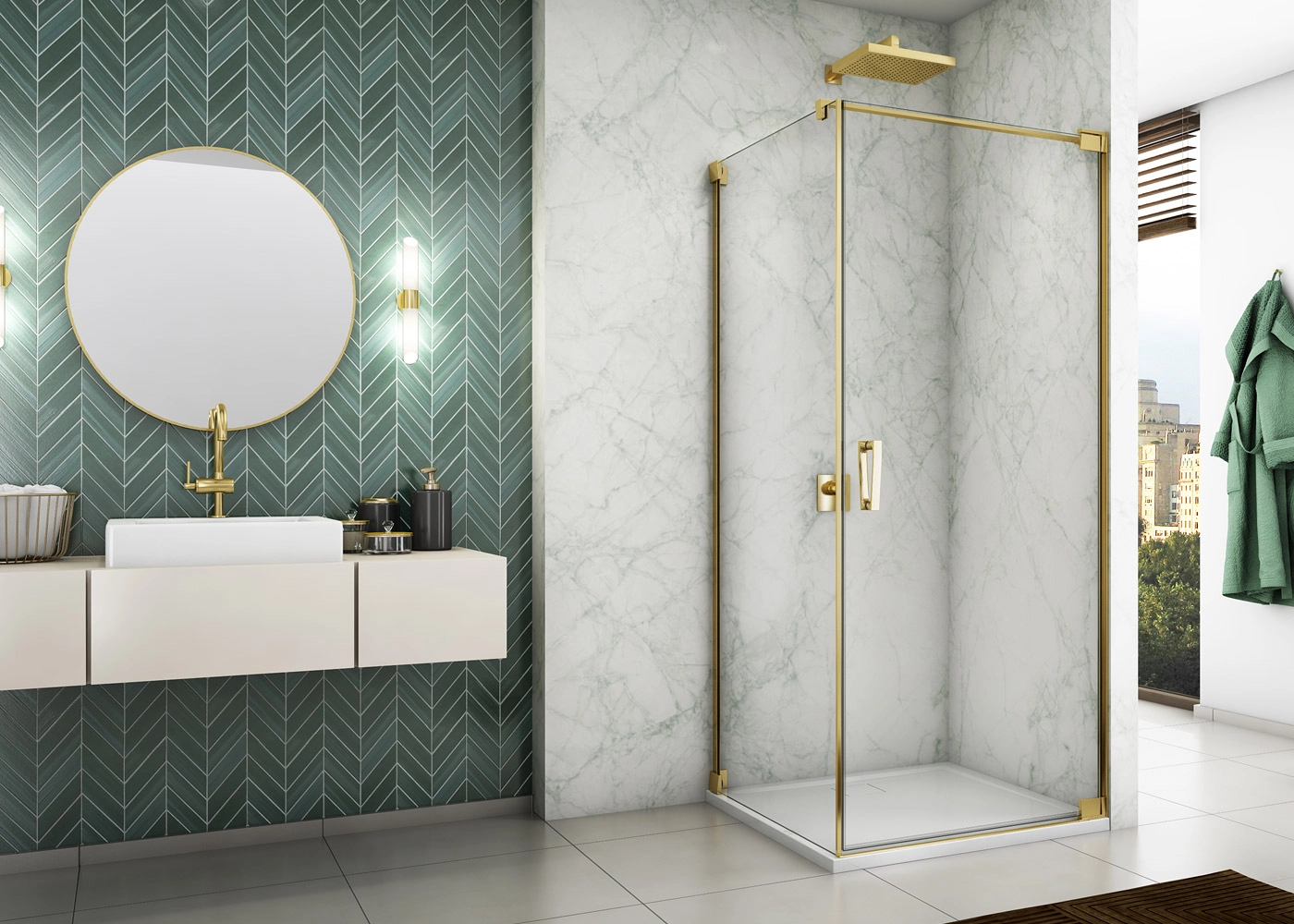 Perete lateral 70x200 cm, grosime sticla de 6 mm, profil auriu, Ronal Cadura [1]
