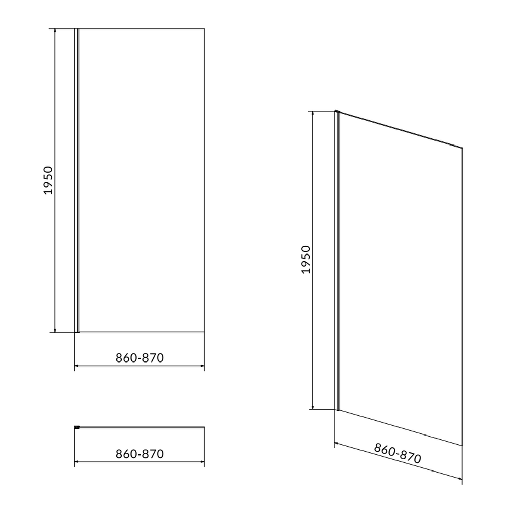 Perete lateral fix 90x195 cm Cersanit Moduo profil crom [1]