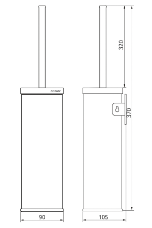 Perie WC Genwec, inox satinat AISI 304, montaj pe podea sau perete [1]