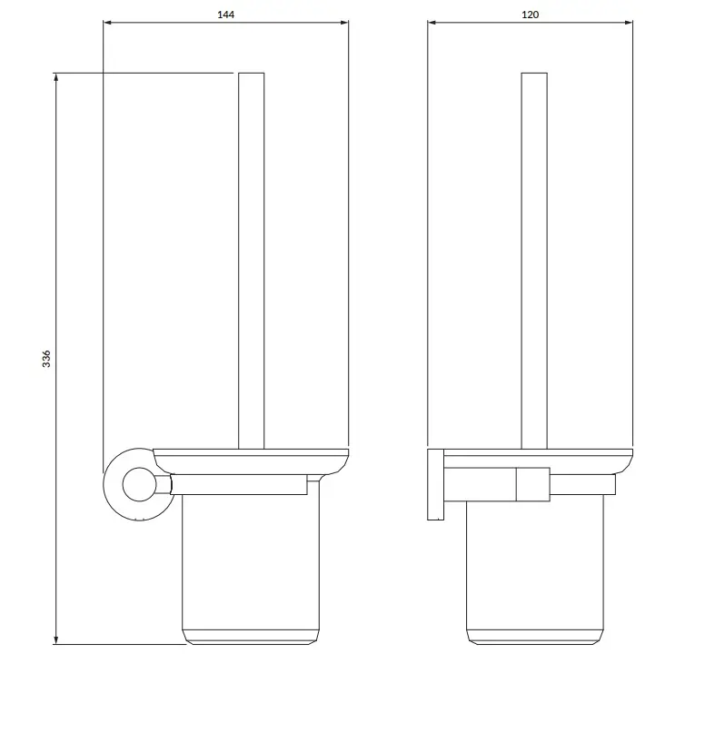 Perie wc montare pe perete, auriu periat cu sticla mata, Omnires Modern Project [1]