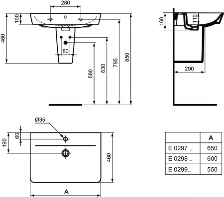 Semipiedestal pentru lavoar Ideal Standard Connect Air Curve [6]