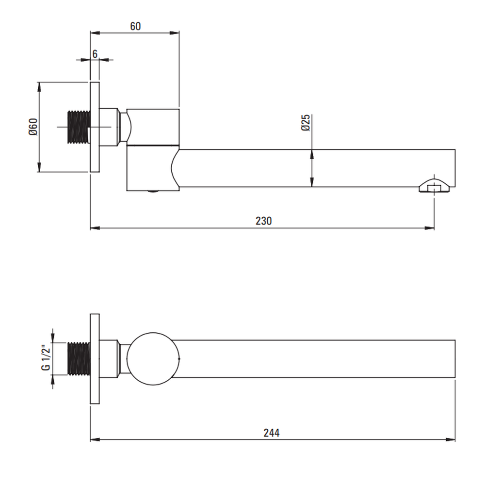 Pipa cada baie pivotanta Deante Cascada cu montaj in perete oțel șlefuit [1]